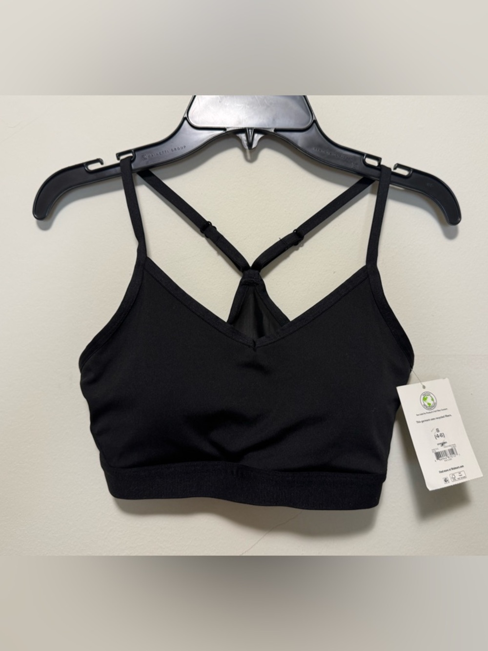 NWT Black Strappy Back Sports Bra Sheer Mesh Back Size S (4-6)